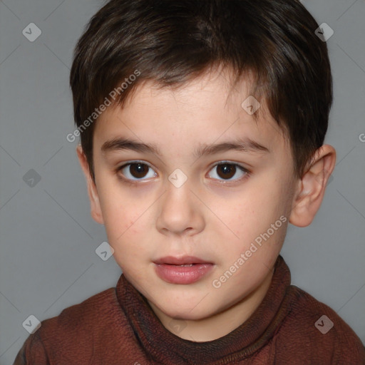 Neutral white child male with short  brown hair and brown eyes