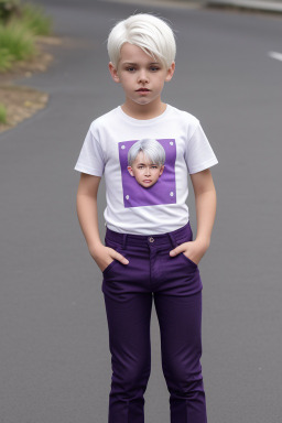 New zealand child boy with  white hair