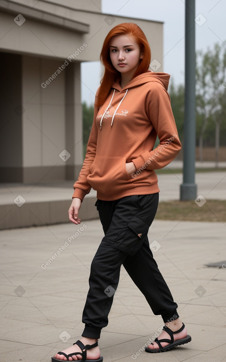 Uzbek young adult female with  ginger hair