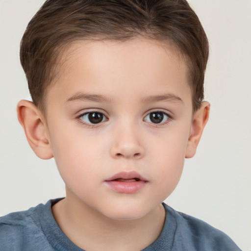 Neutral white child female with short  brown hair and brown eyes