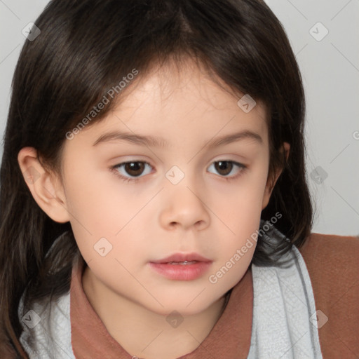 Neutral white child female with medium  brown hair and brown eyes