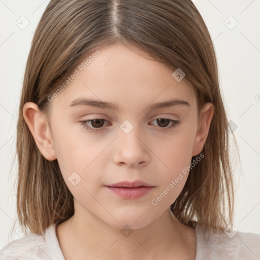 Neutral white child female with medium  brown hair and brown eyes