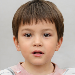 Neutral white child male with short  brown hair and brown eyes