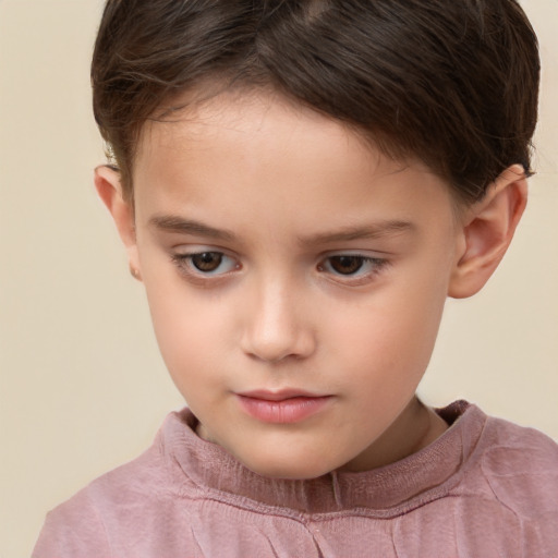 Neutral white child male with short  brown hair and brown eyes