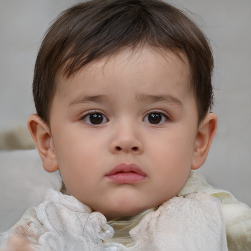 Neutral white child male with short  brown hair and brown eyes