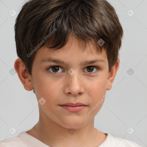 Neutral white child male with short  brown hair and brown eyes