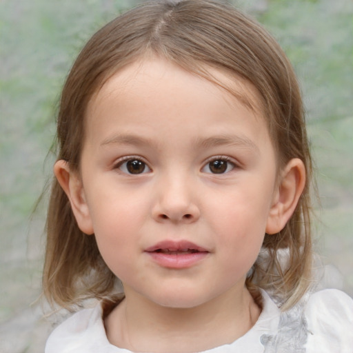 Neutral white child female with medium  brown hair and brown eyes