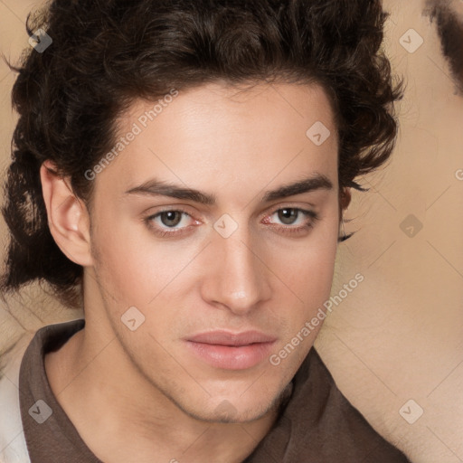 Neutral white young-adult male with medium  brown hair and brown eyes