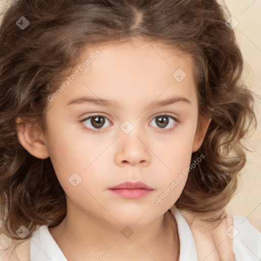 Neutral white child female with medium  brown hair and brown eyes