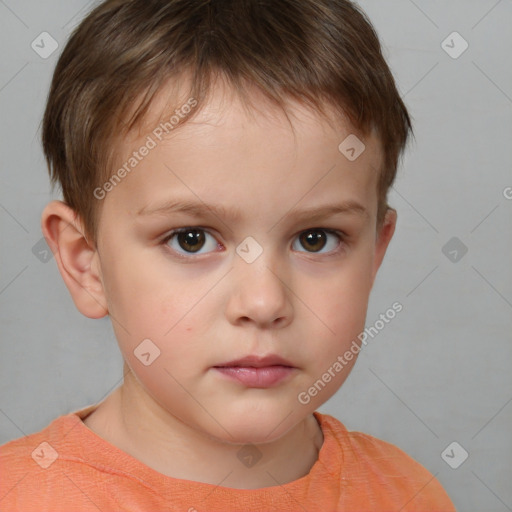 Neutral white child male with short  brown hair and brown eyes