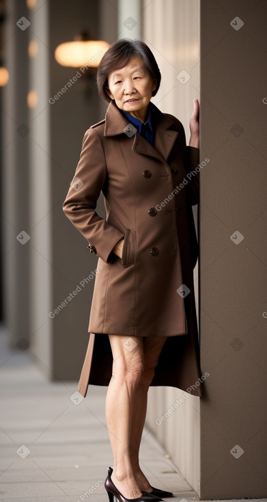 Chinese elderly female with  brown hair