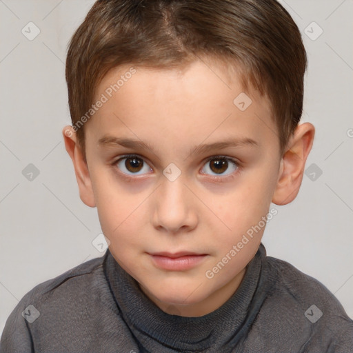 Neutral white child female with short  brown hair and brown eyes