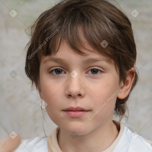 Neutral white child female with medium  brown hair and brown eyes