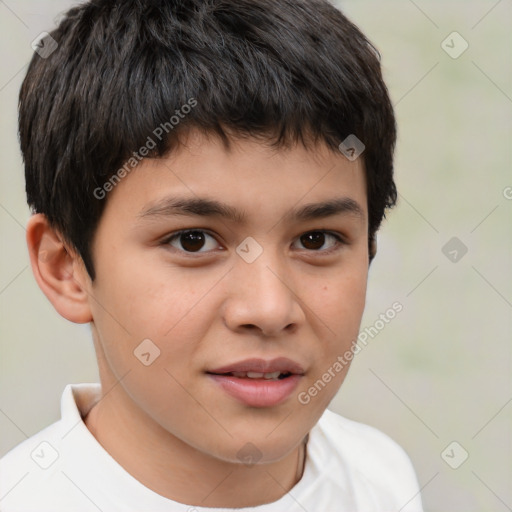 Neutral white child male with short  brown hair and brown eyes