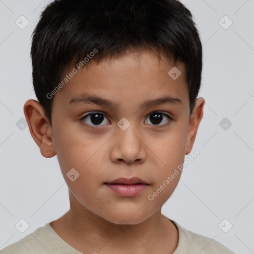 Neutral white child male with short  brown hair and brown eyes