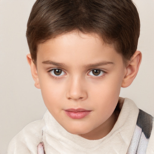 Neutral white child male with short  brown hair and brown eyes