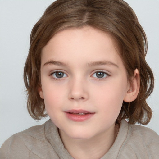 Neutral white child female with medium  brown hair and brown eyes