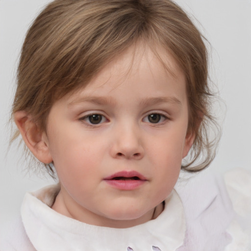 Neutral white child female with medium  brown hair and brown eyes