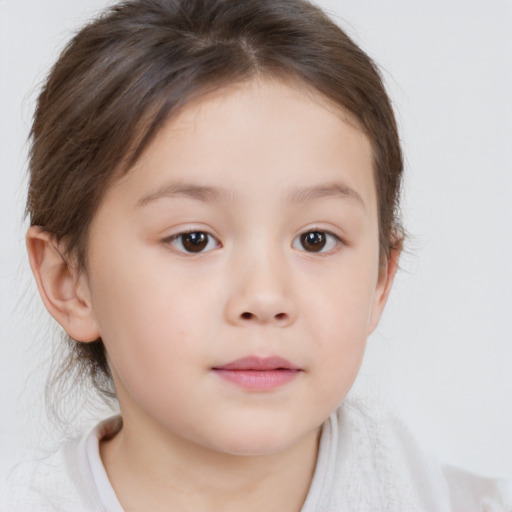 Neutral white child female with medium  brown hair and brown eyes