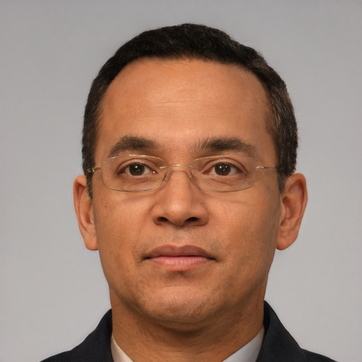 Neutral white adult male with short  black hair and brown eyes