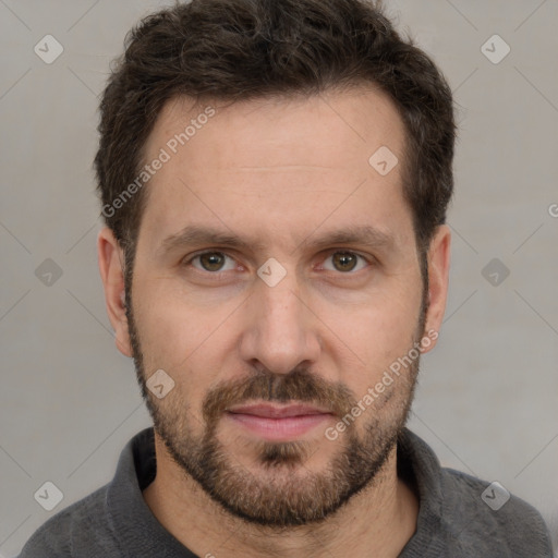 Neutral white adult male with short  brown hair and brown eyes