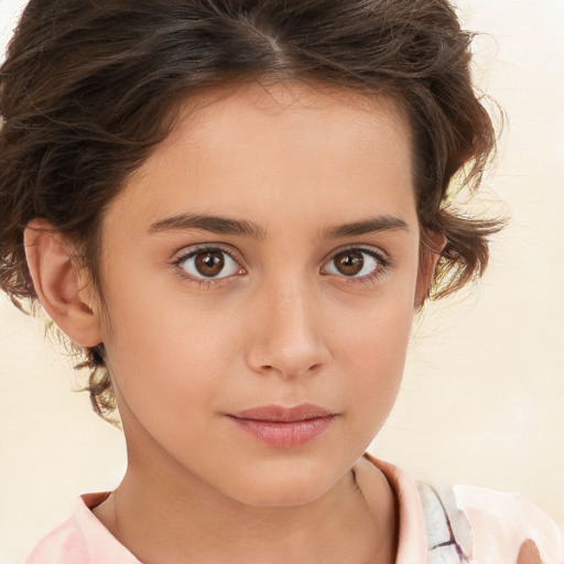 Neutral white child female with medium  brown hair and brown eyes