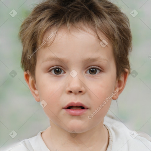 Neutral white child male with short  brown hair and brown eyes