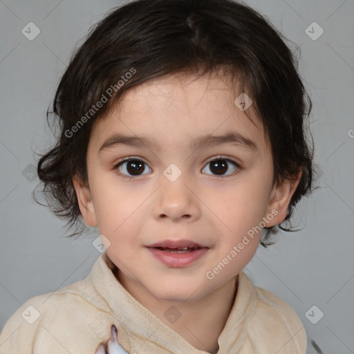 Neutral white child female with medium  brown hair and brown eyes