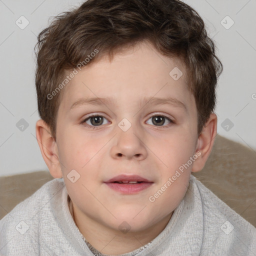 Neutral white child male with short  brown hair and brown eyes