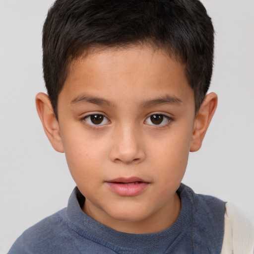 Neutral white child male with short  brown hair and brown eyes