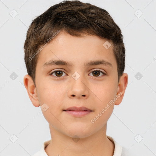 Neutral white child male with short  brown hair and brown eyes