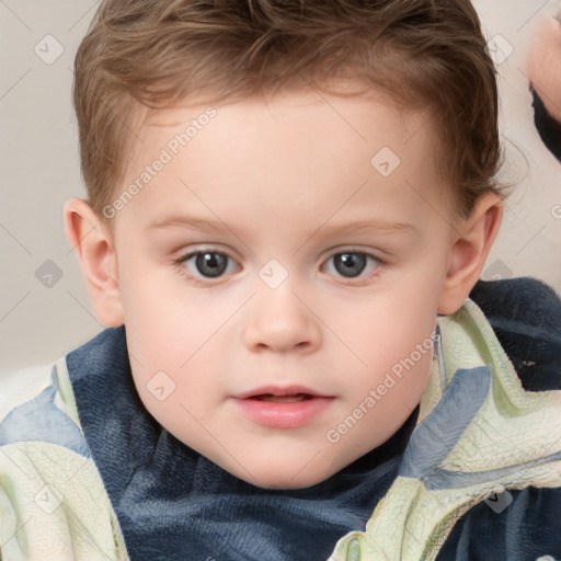 Neutral white child male with short  brown hair and brown eyes