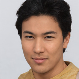 Neutral asian young-adult male with short  brown hair and brown eyes