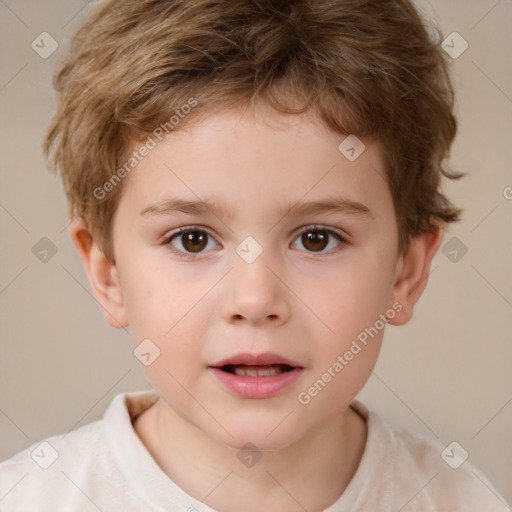 Neutral white child male with short  brown hair and brown eyes