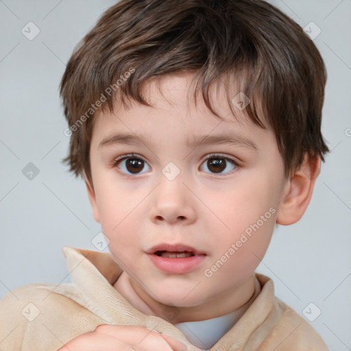 Neutral white child male with short  brown hair and brown eyes