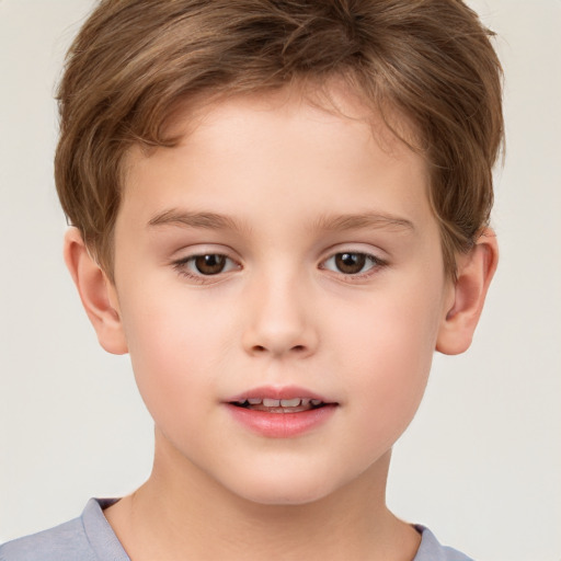 Neutral white child male with short  brown hair and brown eyes