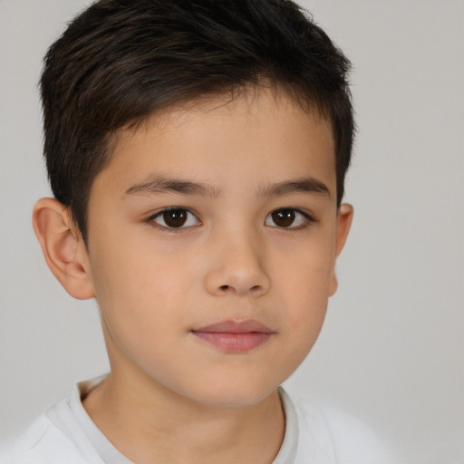 Neutral white child male with short  brown hair and brown eyes