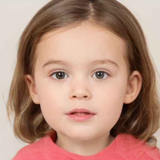 Neutral white child female with medium  brown hair and brown eyes