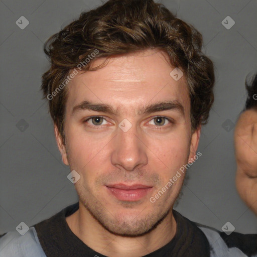 Neutral white adult male with short  brown hair and brown eyes