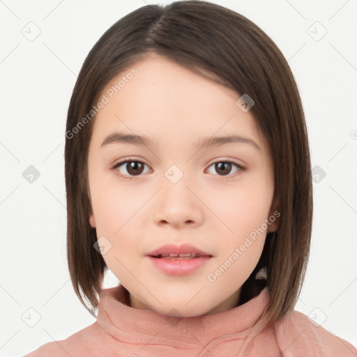 Neutral white child female with medium  brown hair and brown eyes