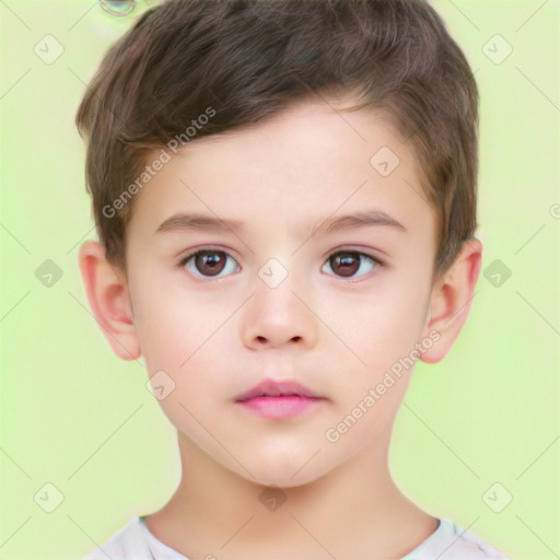 Neutral white child male with short  brown hair and brown eyes