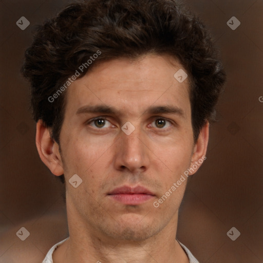 Neutral white adult male with short  brown hair and brown eyes