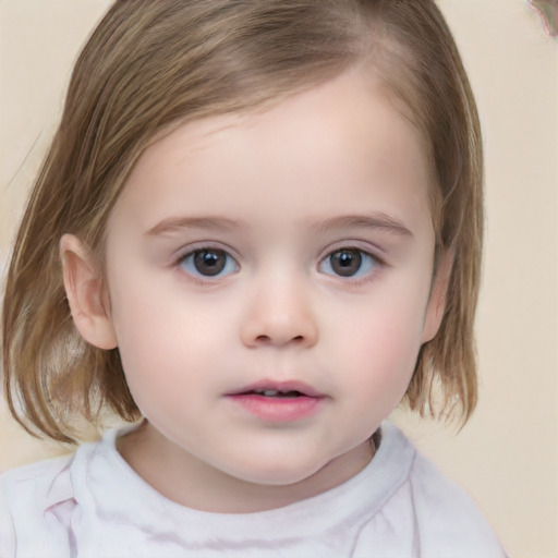 Neutral white child female with medium  brown hair and brown eyes