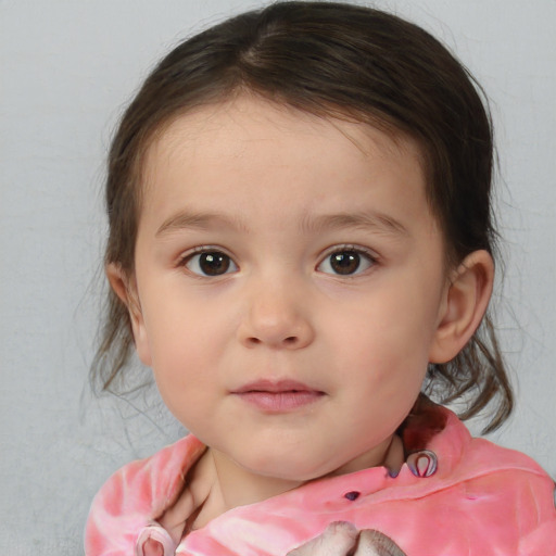 Neutral white child female with medium  brown hair and brown eyes