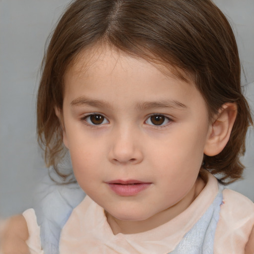 Neutral white child female with medium  brown hair and brown eyes