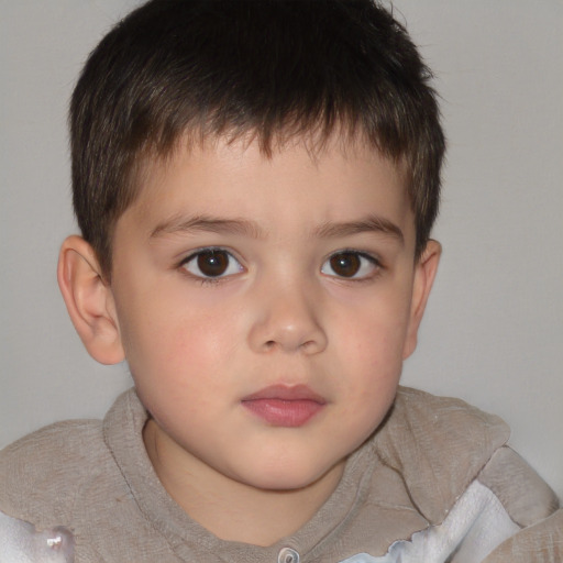 Neutral white child male with short  brown hair and brown eyes