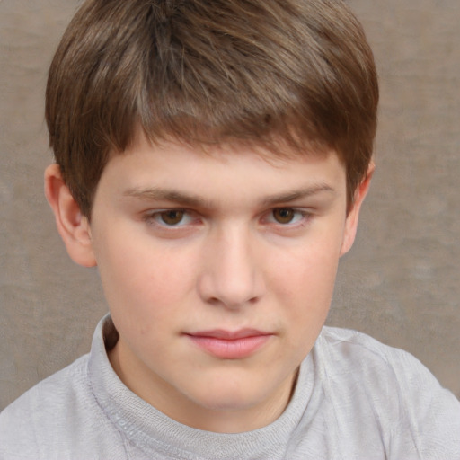 Neutral white child male with short  brown hair and brown eyes