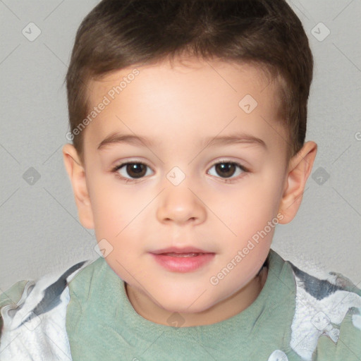 Neutral white child female with short  brown hair and brown eyes