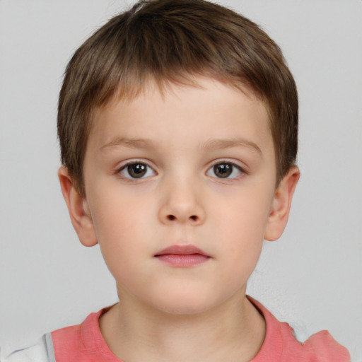 Neutral white child male with short  brown hair and brown eyes