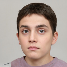 Neutral white child male with short  brown hair and brown eyes